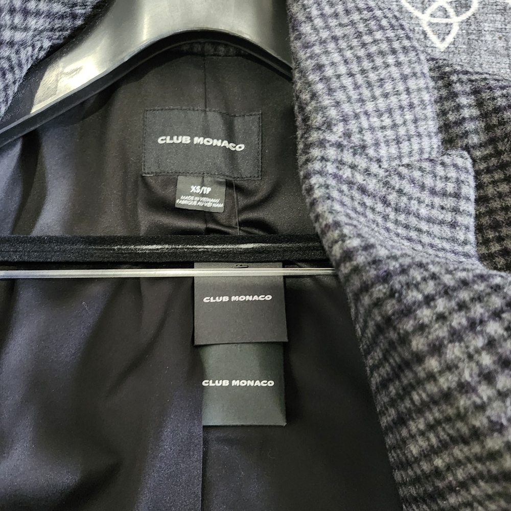 Club Monaco Black and Gray Checkered Trench Coat - Picture 9 of 9